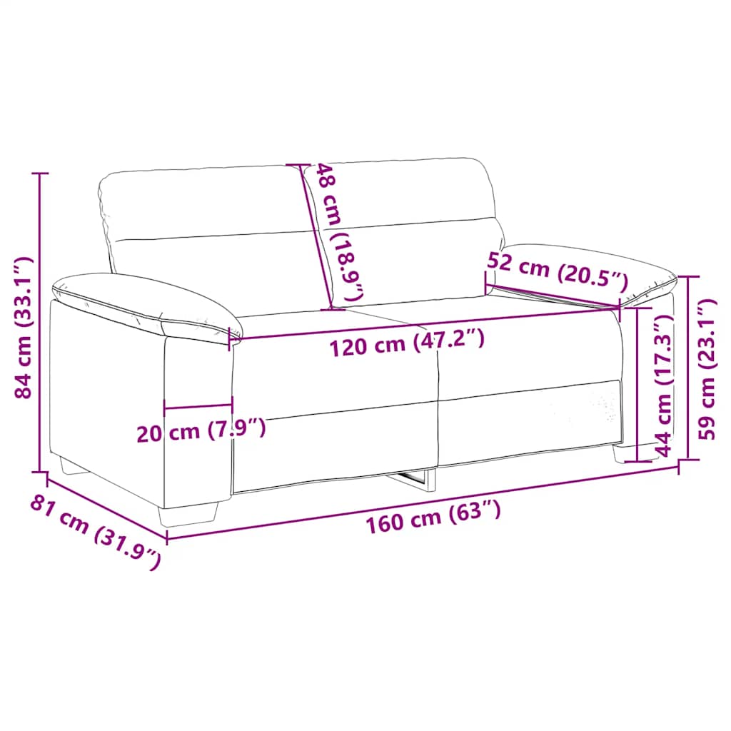 Canapea cu 2 locuri, cappuccino, 120 cm, piele ecologică