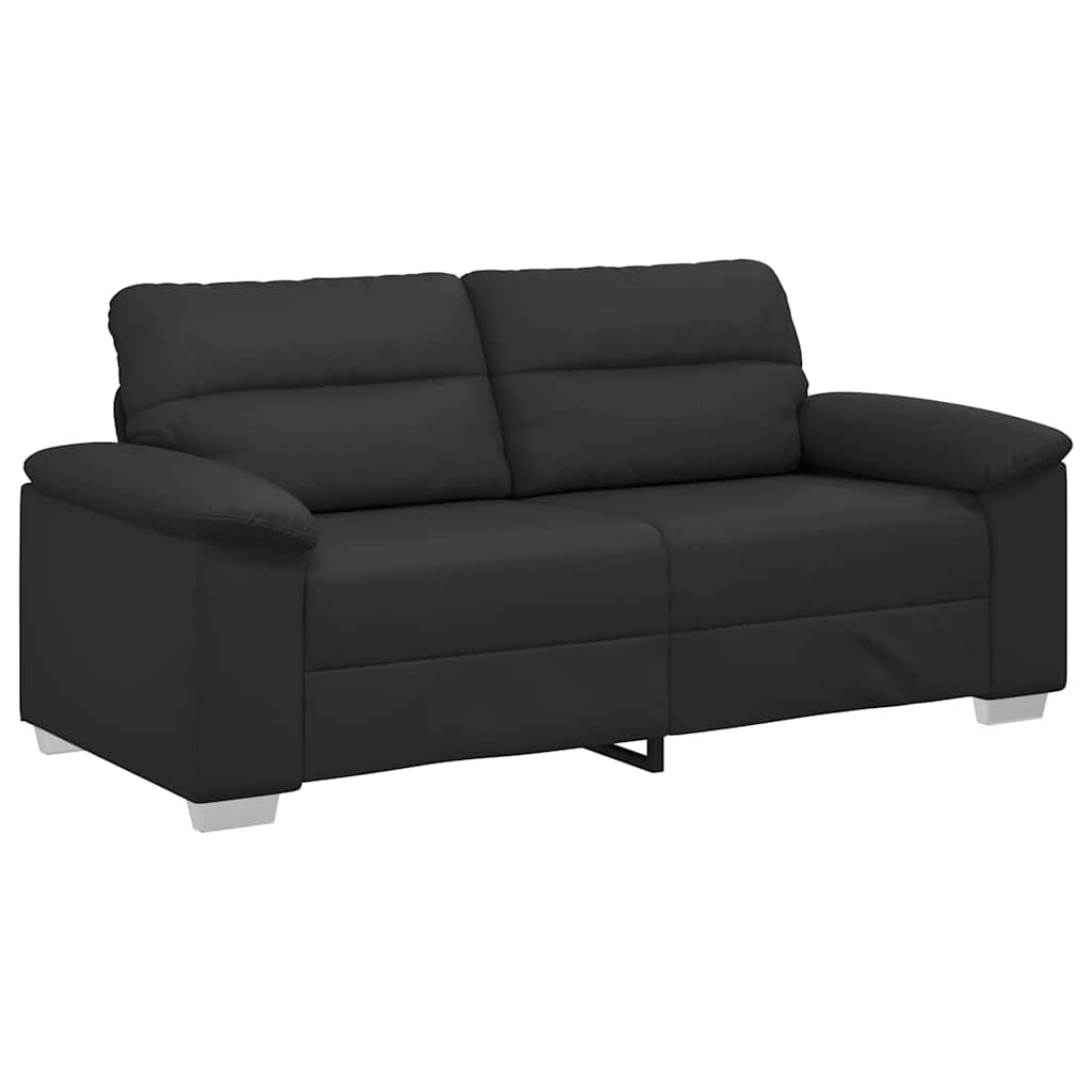 Canapea cu 2 locuri, negru, 140 cm, piele ecologică