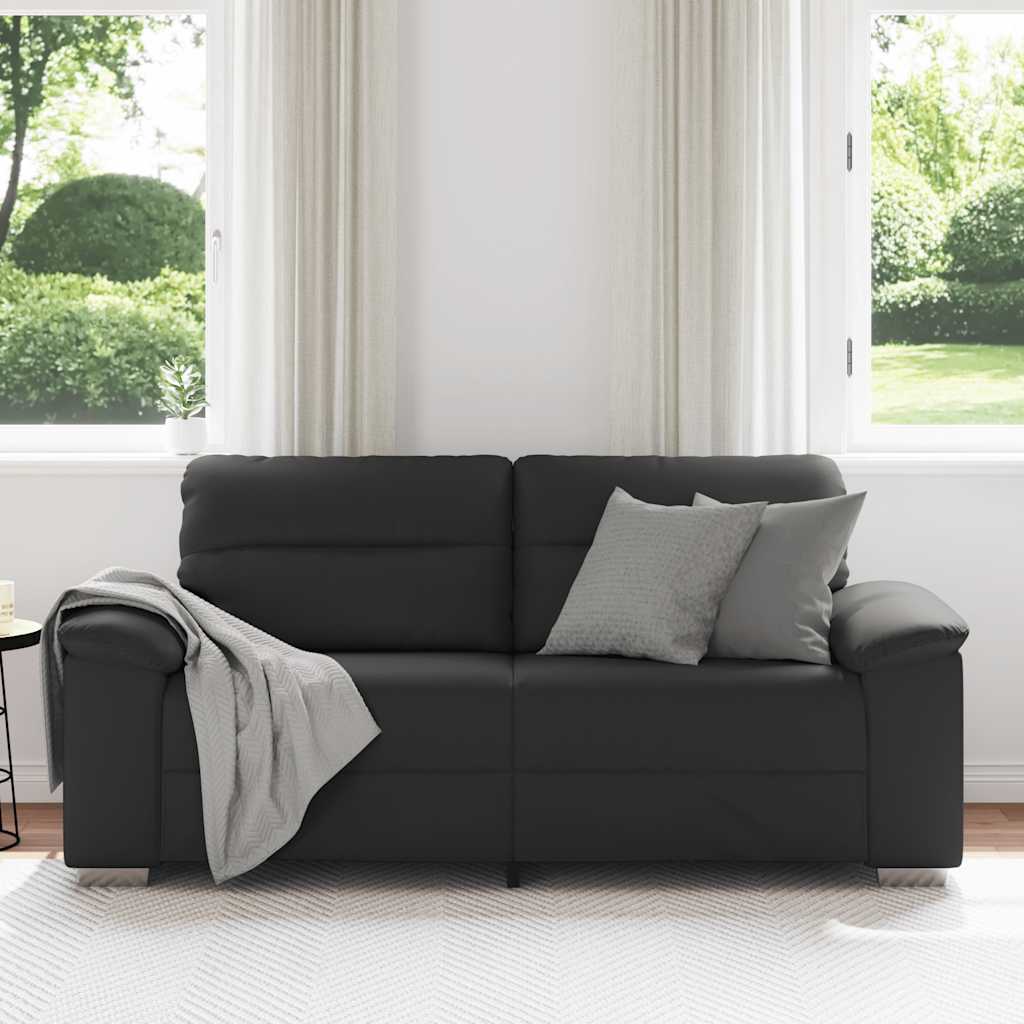 2-seater sofa, black, 140 cm, eco-leather