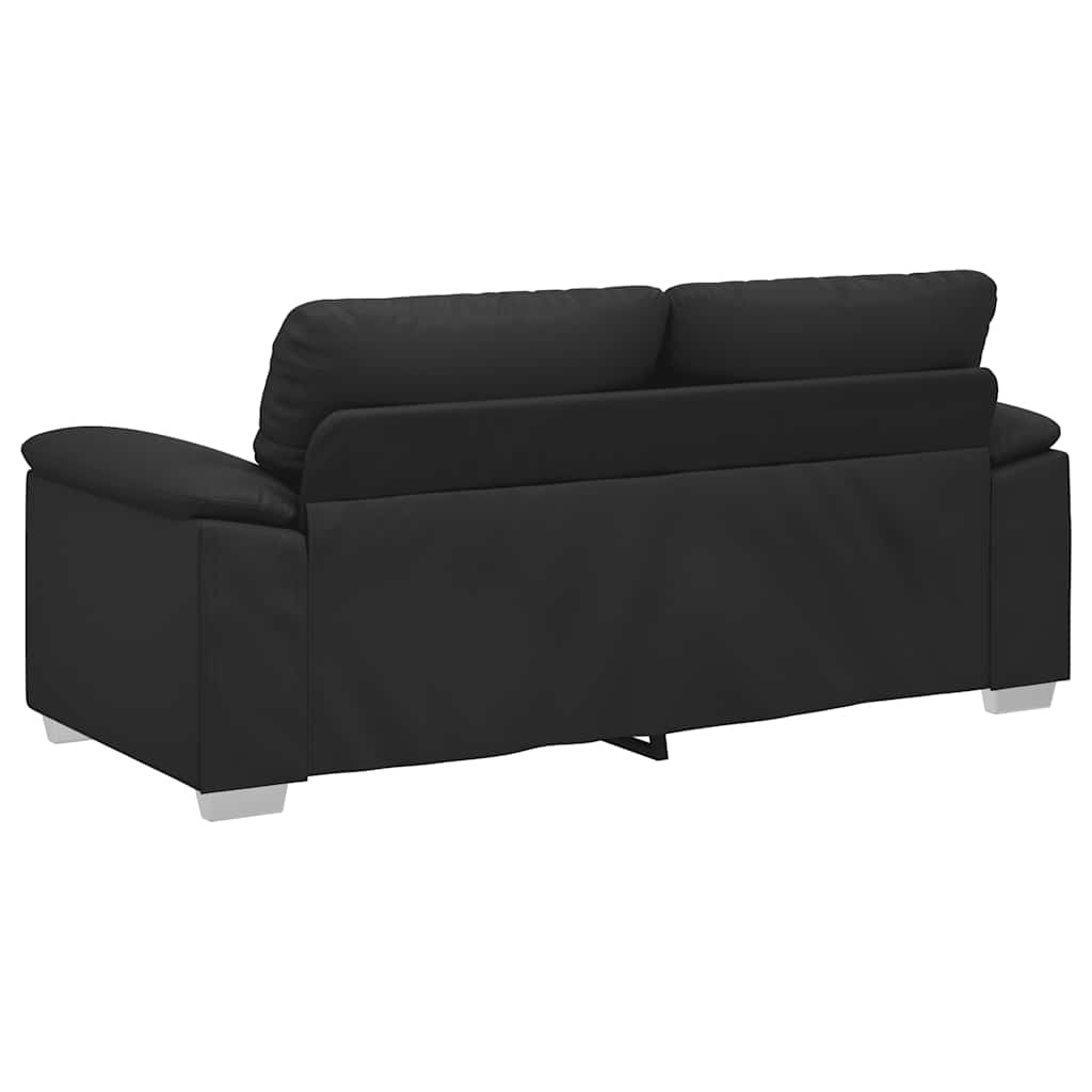 Canapea cu 2 locuri, negru, 140 cm, piele ecologică