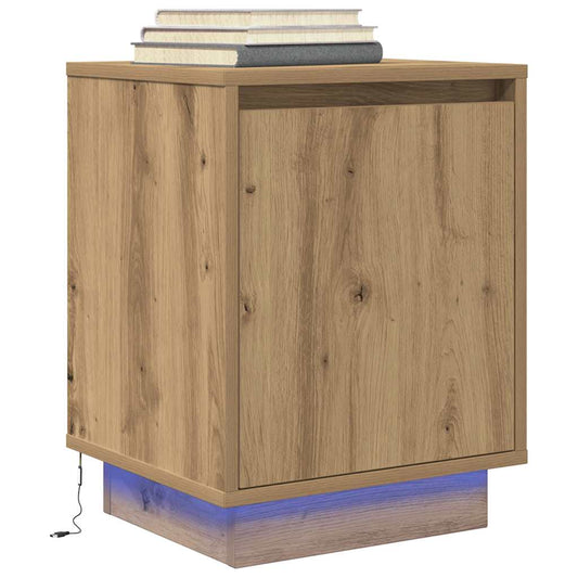 Bedside table with LED lights Artisan Oak 38x34x50 cm