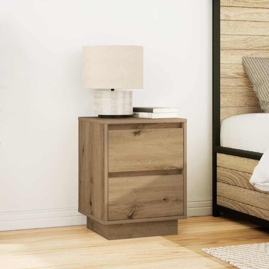 Bedside tables with LED lights 2 pcs Artisan Oak 38x34x50 cm