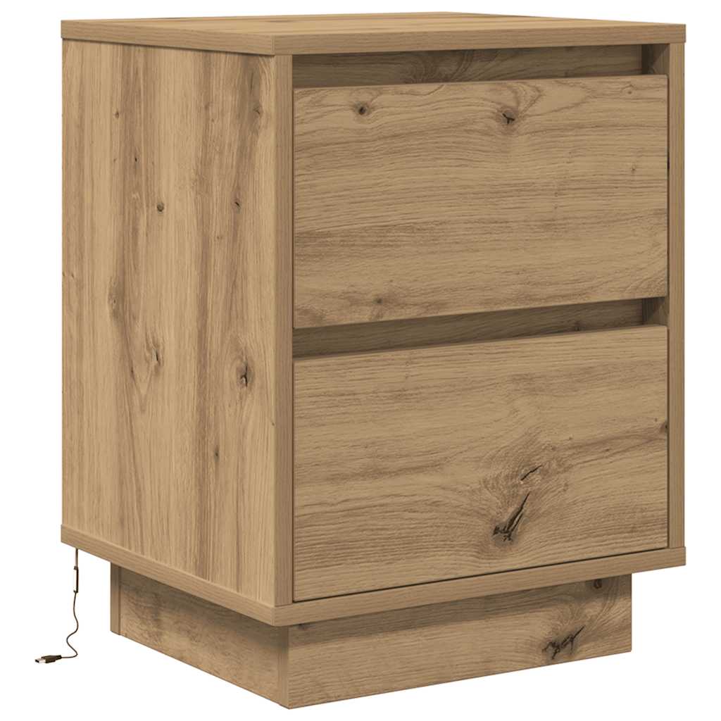 Bedside tables with LED lights 2 pcs Artisan Oak 38x34x50 cm