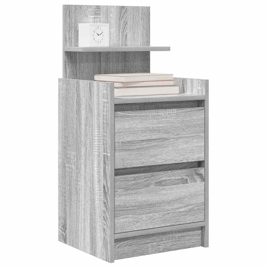 Bedside tables with 2 drawers 2 pcs Sonoma Grey 38x34x80 cm