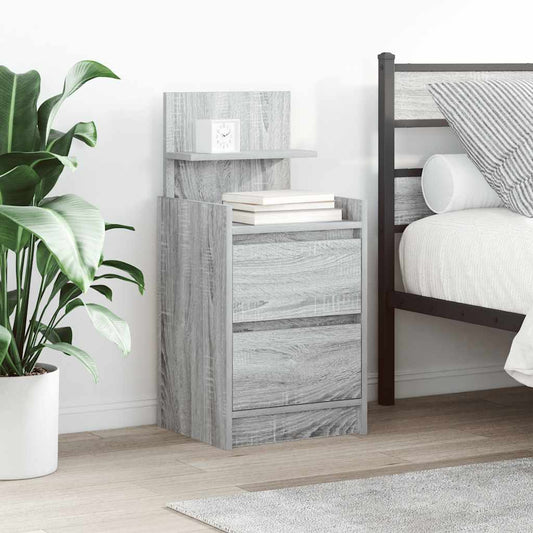 Bedside tables with 2 drawers 2 pcs Sonoma Grey 38x34x80 cm