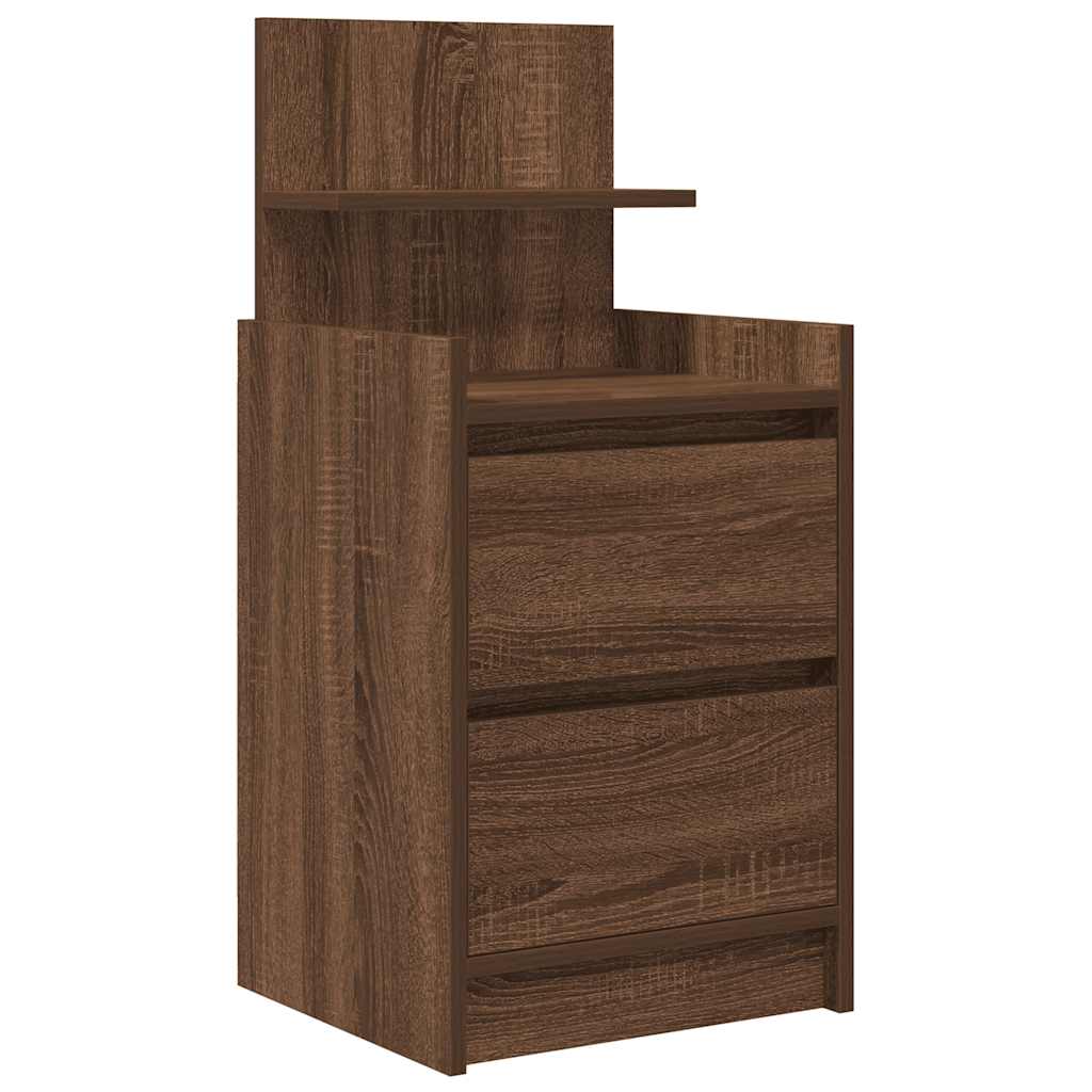 Bedside table with 2 drawers Brown oak 38x34x80 cm