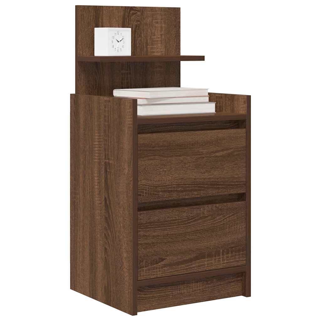 Bedside table with 2 drawers Brown oak 38x34x80 cm