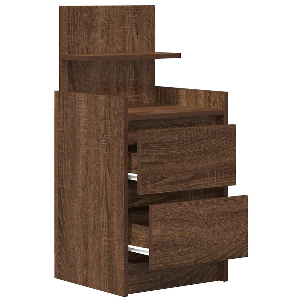 Bedside table with 2 drawers Brown oak 38x34x80 cm