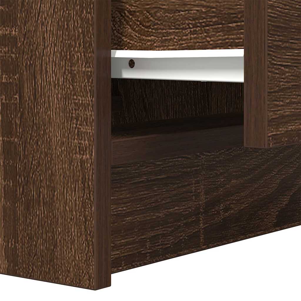 Bedside table with 2 drawers Brown oak 38x34x80 cm