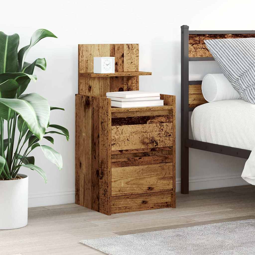 Bedside tables with 2 drawers 2 pcs Old wood 38x34x80 cm