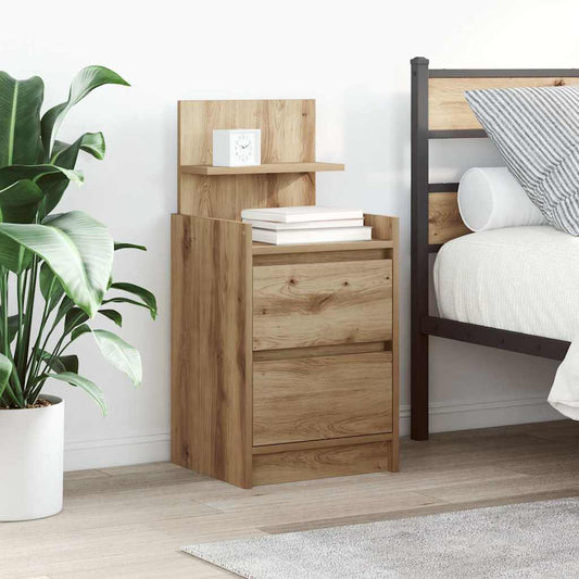 Bedside tables with 2 drawers 2 pcs Artisan Oak 38x34x80 cm