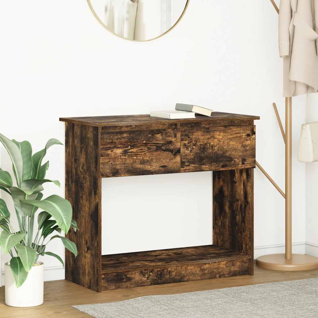 Console with drawers Smoked oak 85.5x38.5x74.5 cm