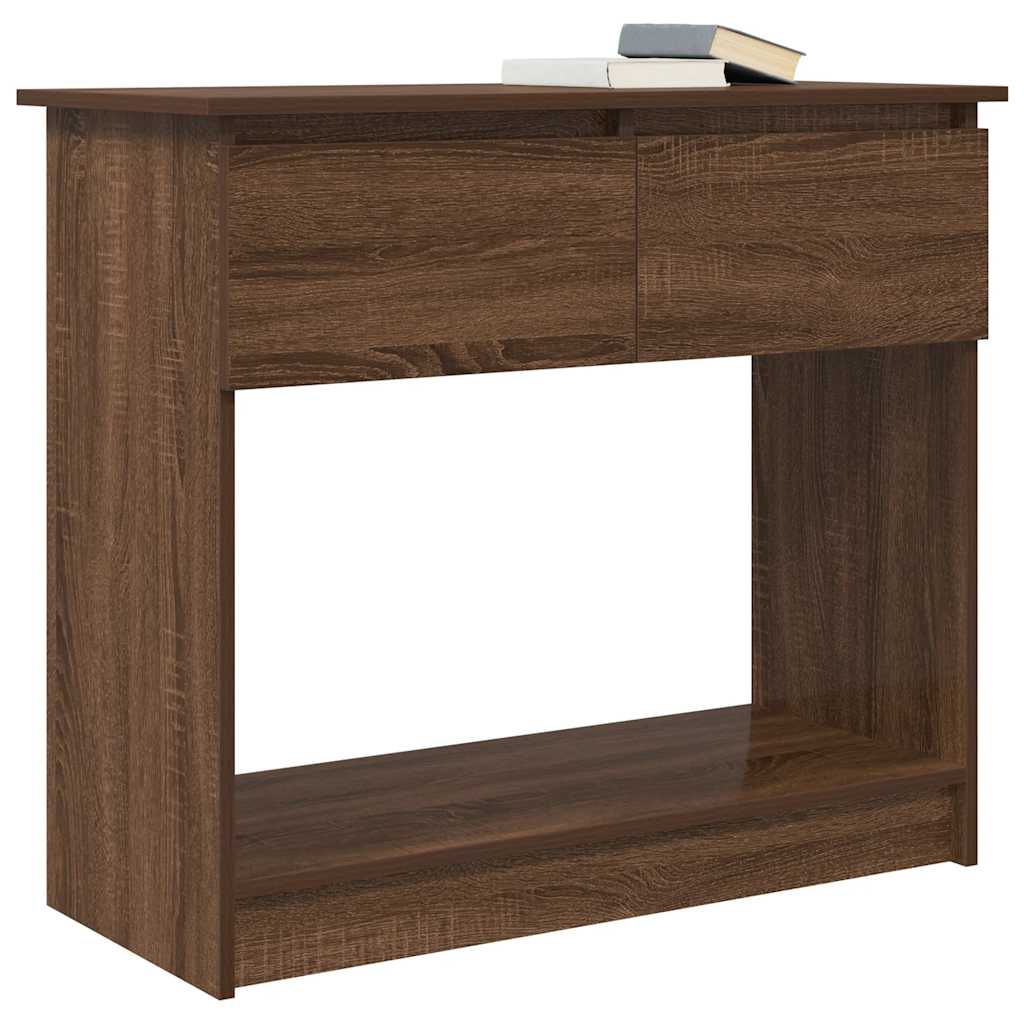 Console with drawers Brown oak 85.5x38.5x74.5 cm