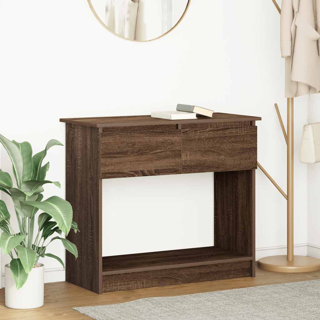 Console with drawers Brown oak 85.5x38.5x74.5 cm