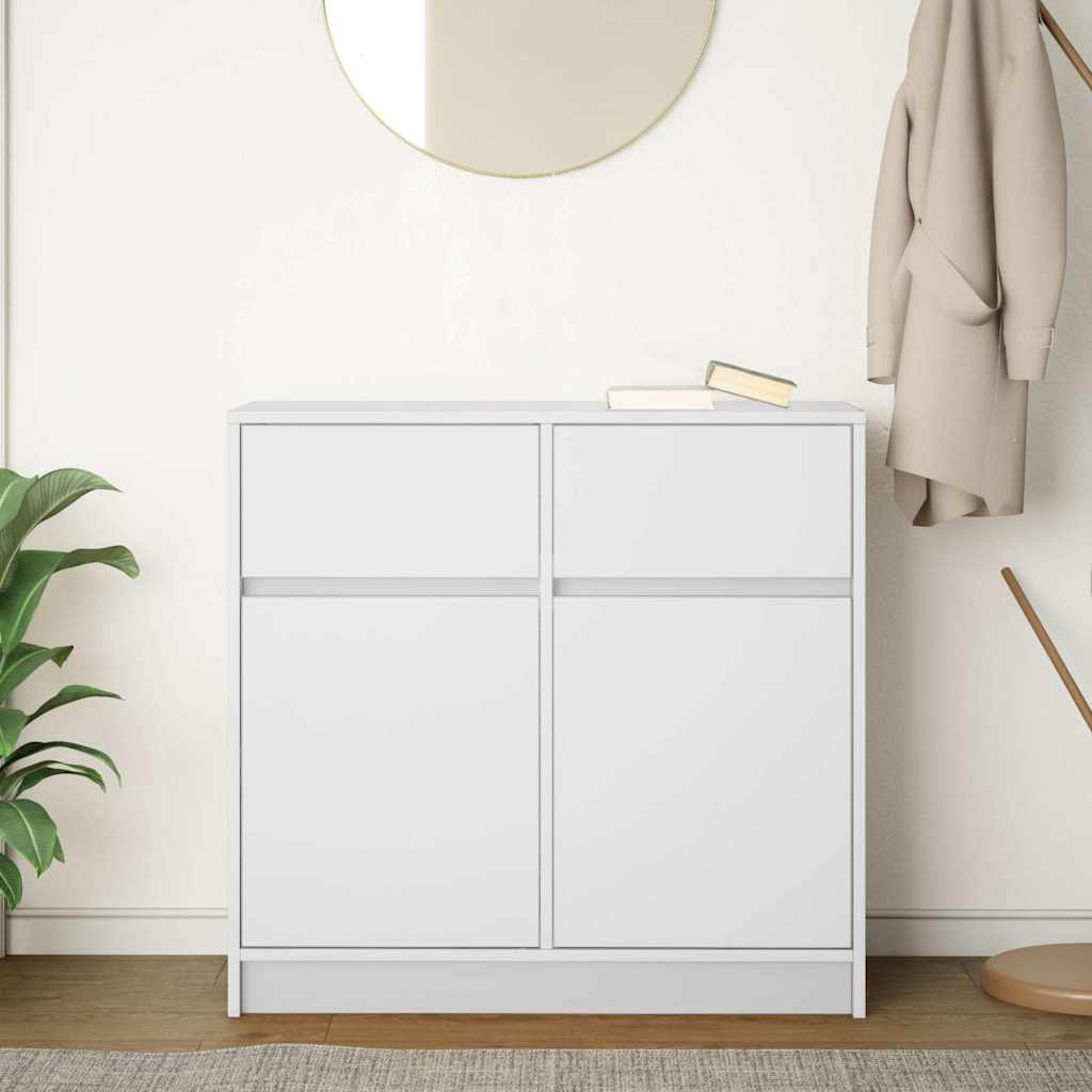 Sideboard with drawer white 80x34x76 cm processed wood