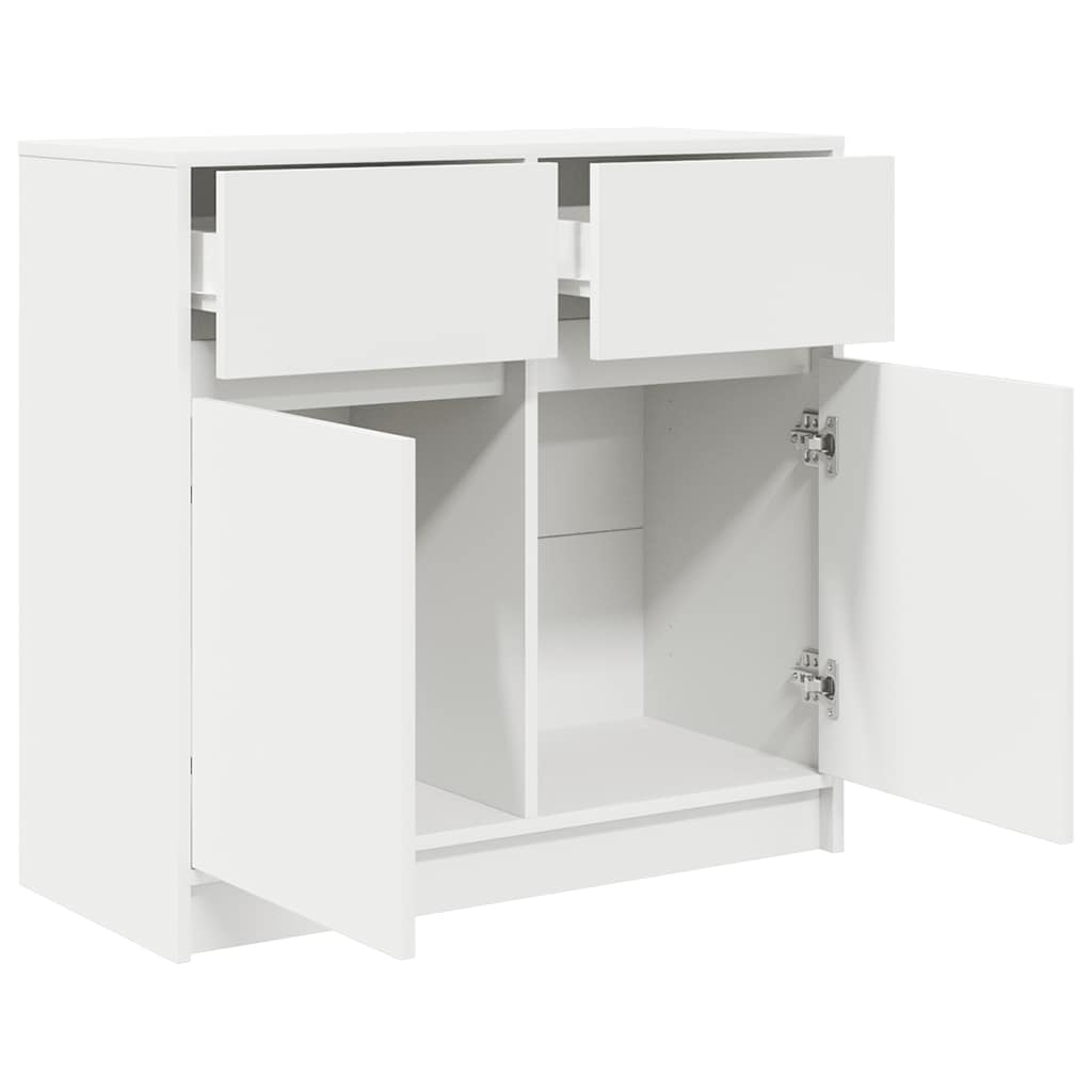 Sideboard with drawer white 80x34x76 cm processed wood