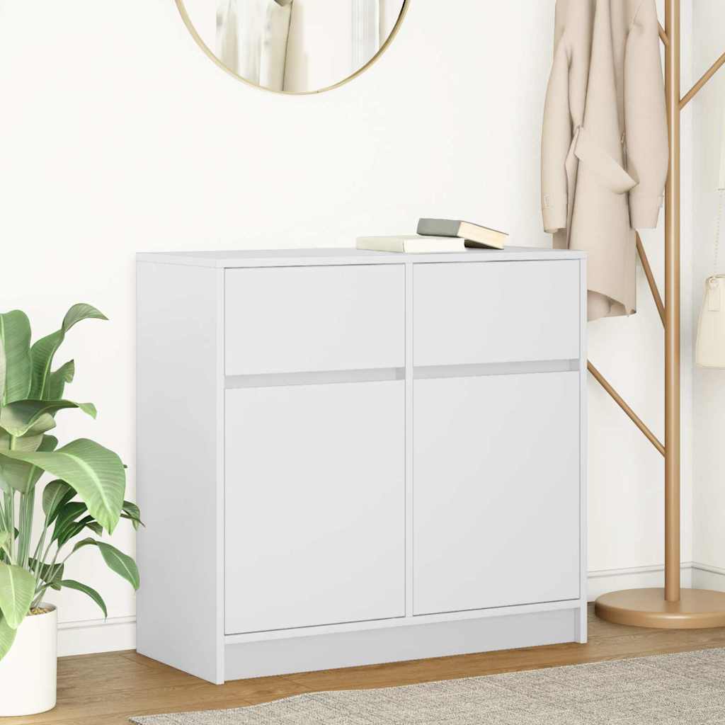 Sideboard with drawer white 80x34x76 cm processed wood