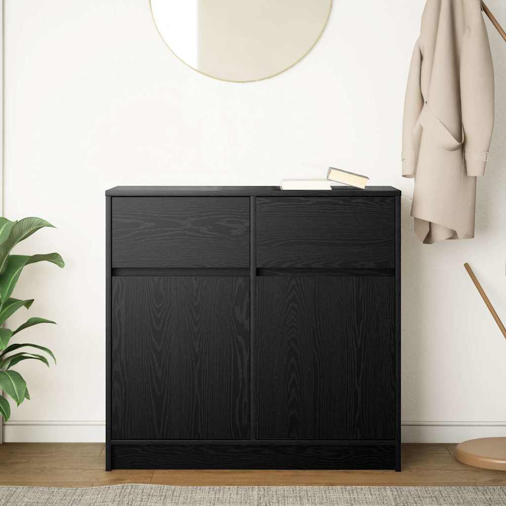 Sideboard with drawer Black oak 80x34x76 cm Processed wood