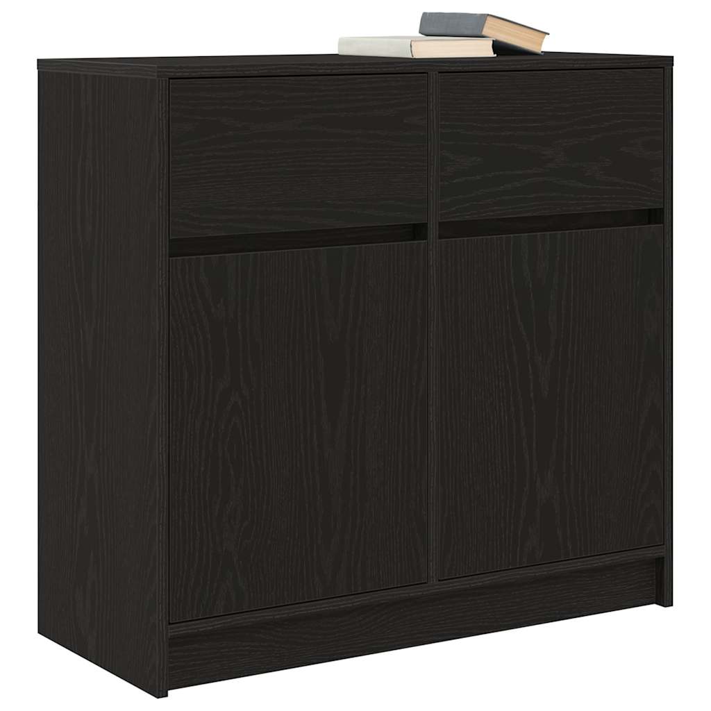 Sideboard with drawer Black oak 80x34x76 cm Processed wood