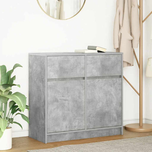 Sideboard with drawer Concrete gray 80x34x76 cm Processed wood