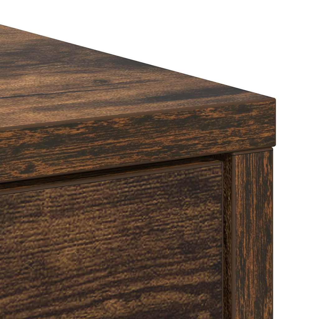 Sideboard with drawer smoked oak 80x34x76 cm laminated wood