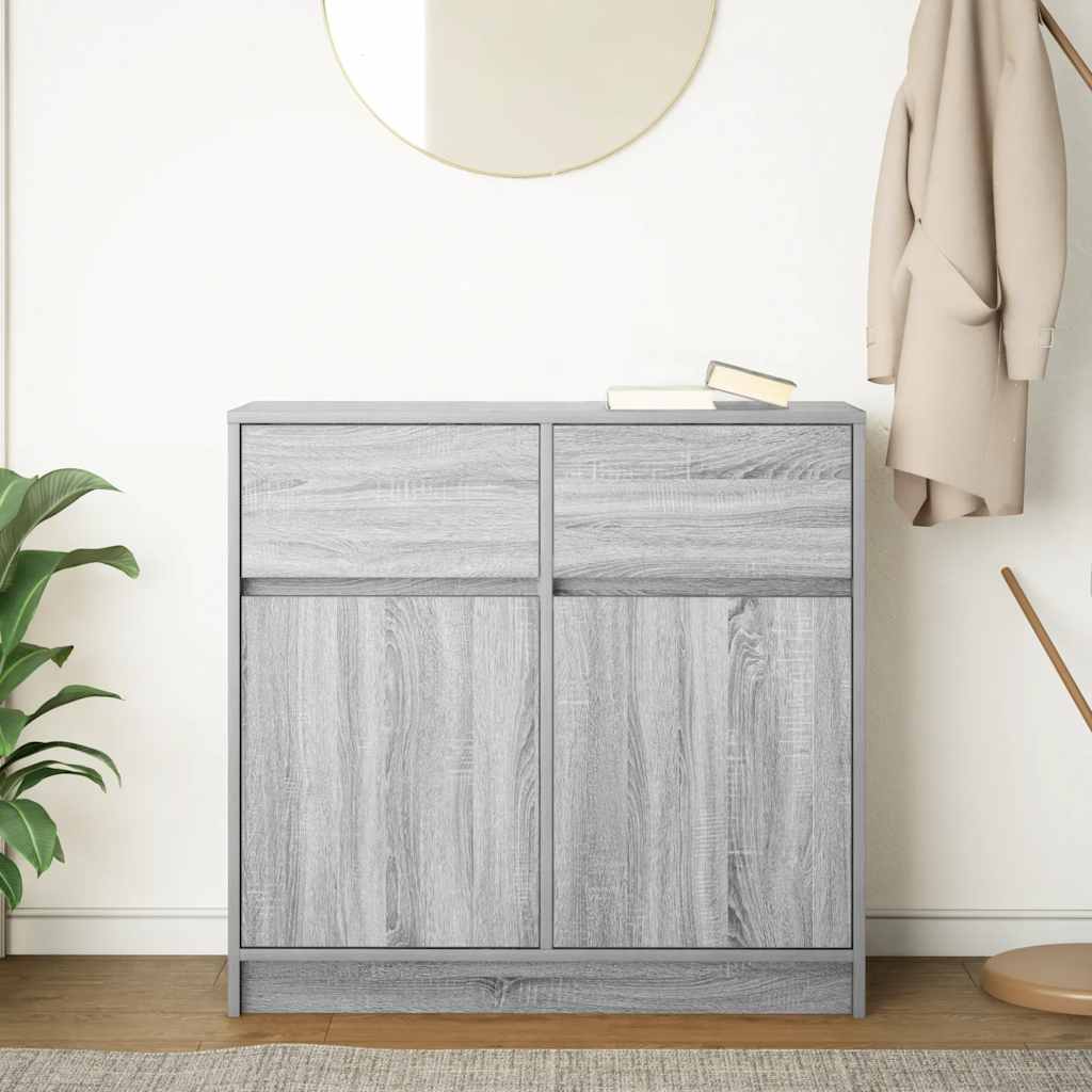 Sideboard with drawer Sonoma Grey 80x34x76 cm Engineered wood