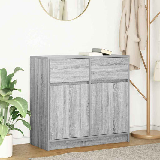 Sideboard with drawer Sonoma Grey 80x34x76 cm Engineered wood