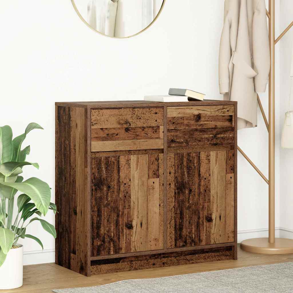 Sideboard with drawer Old wood 80x34x76 cm Processed wood