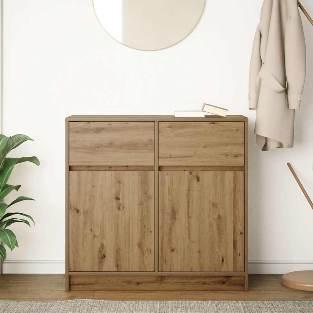 Sideboard with drawer Artisan Oak 80x34x76 cm Processed wood