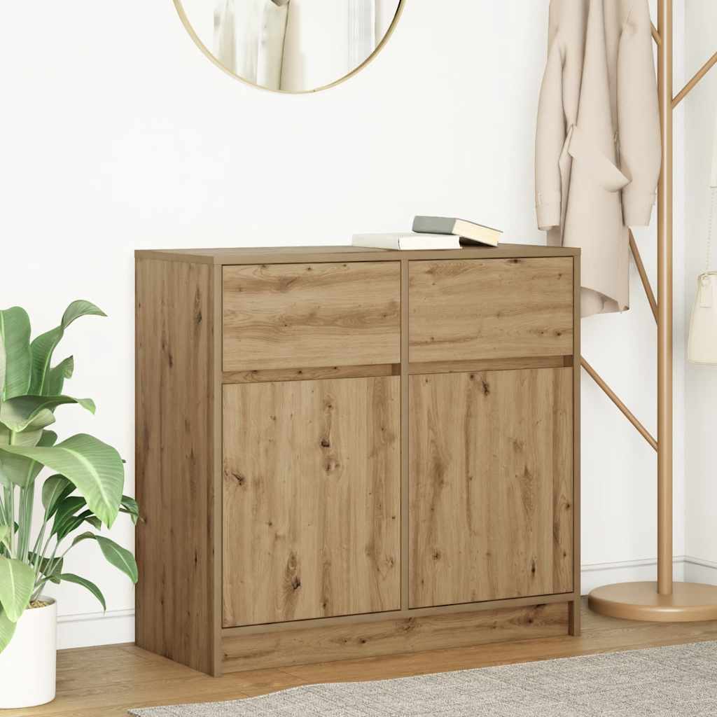 Sideboard with drawer Artisan Oak 80x34x76 cm Processed wood