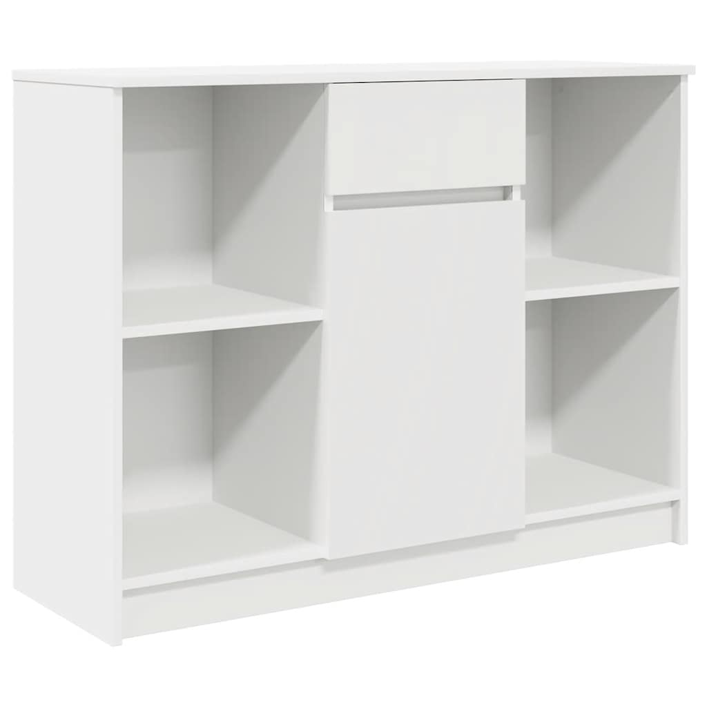 White sideboard with drawer 101x35x76 cm made of processed wood