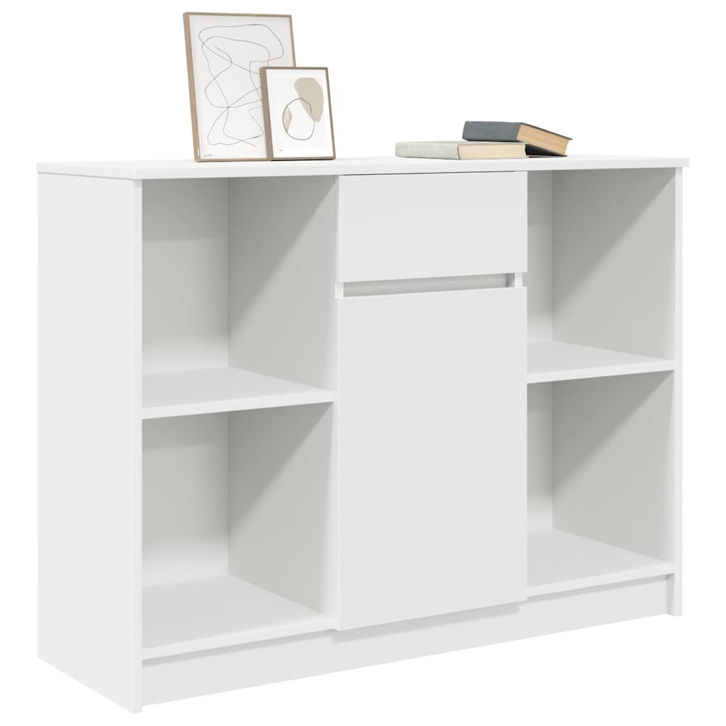 White sideboard with drawer 101x35x76 cm made of processed wood