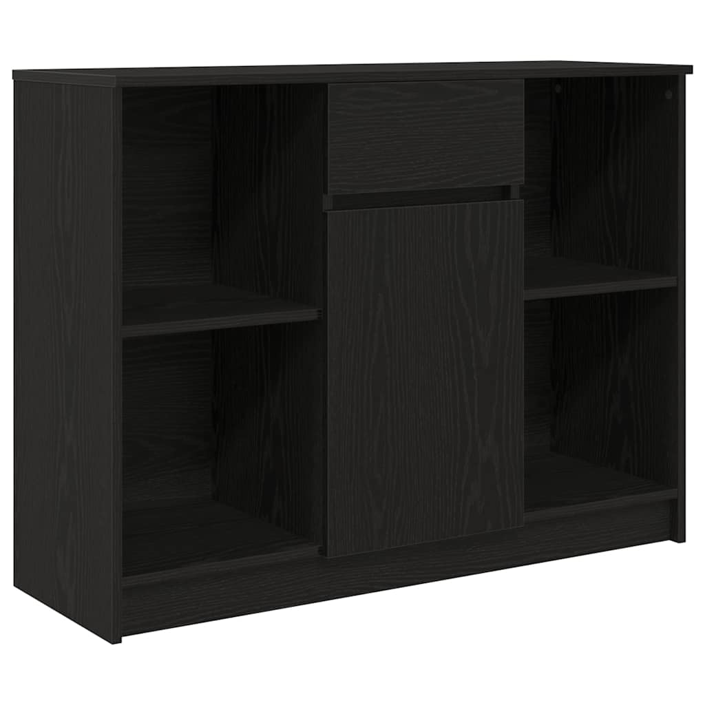 Sideboard with drawer Black oak 101x35x76 cm Processed wood