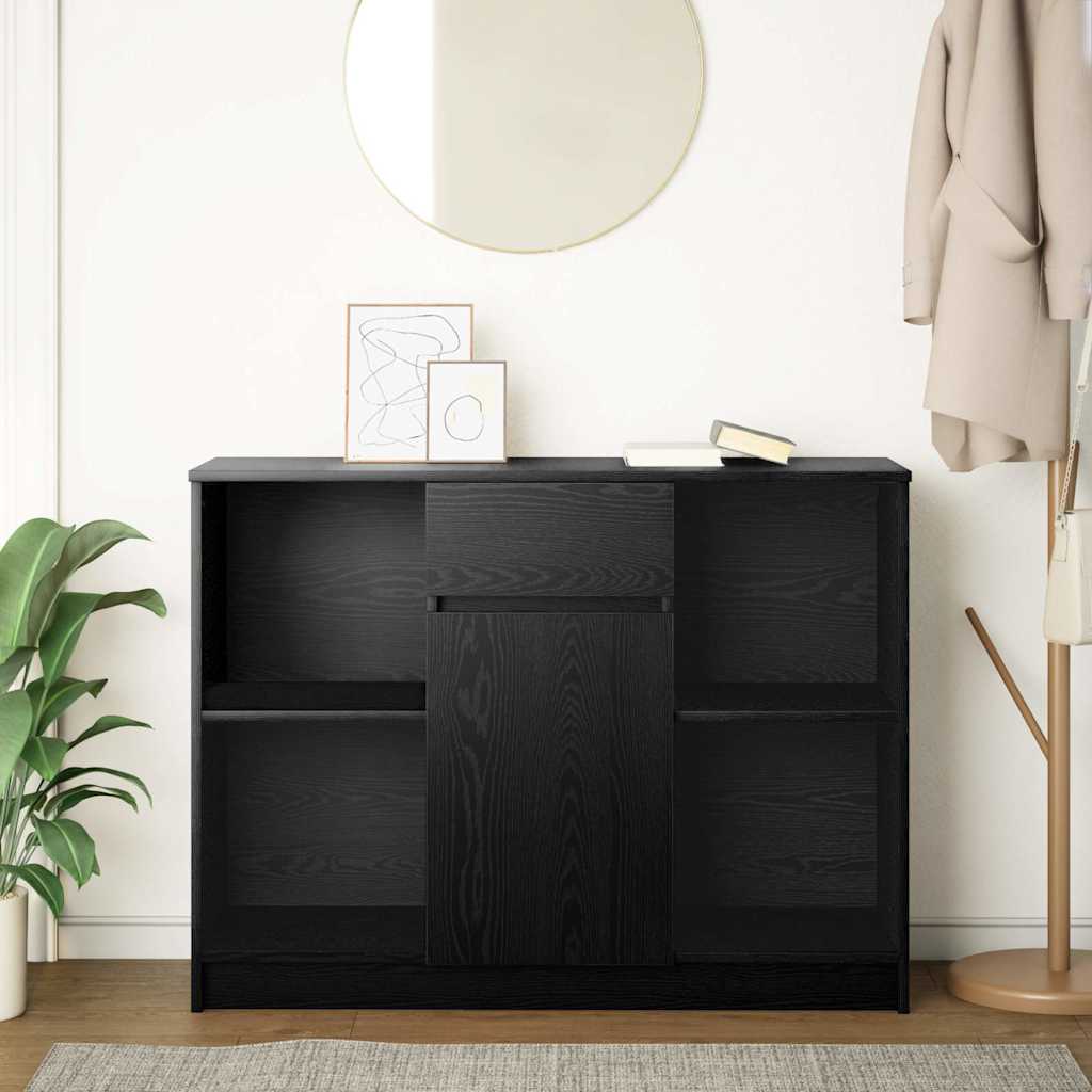 Sideboard with drawer Black oak 101x35x76 cm Processed wood