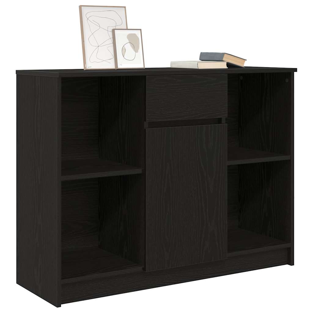 Sideboard with drawer Black oak 101x35x76 cm Processed wood