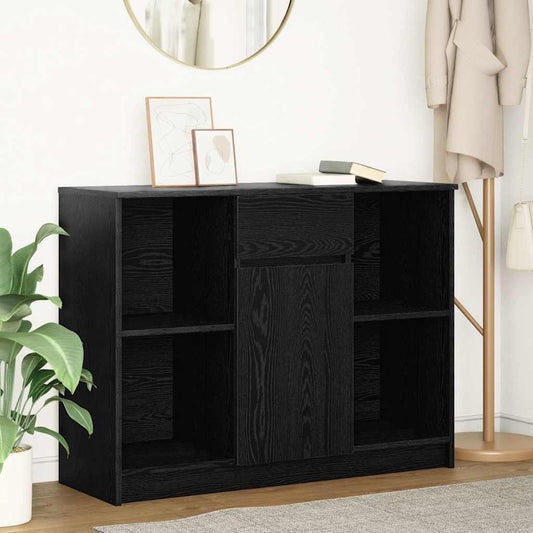 Sideboard with drawer Black oak 101x35x76 cm Processed wood