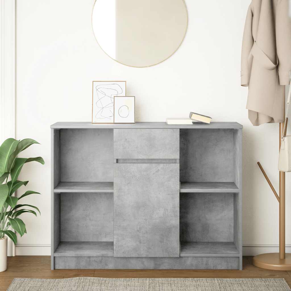 Sideboard with drawer Concrete gray 101x35x76 cm Processed wood