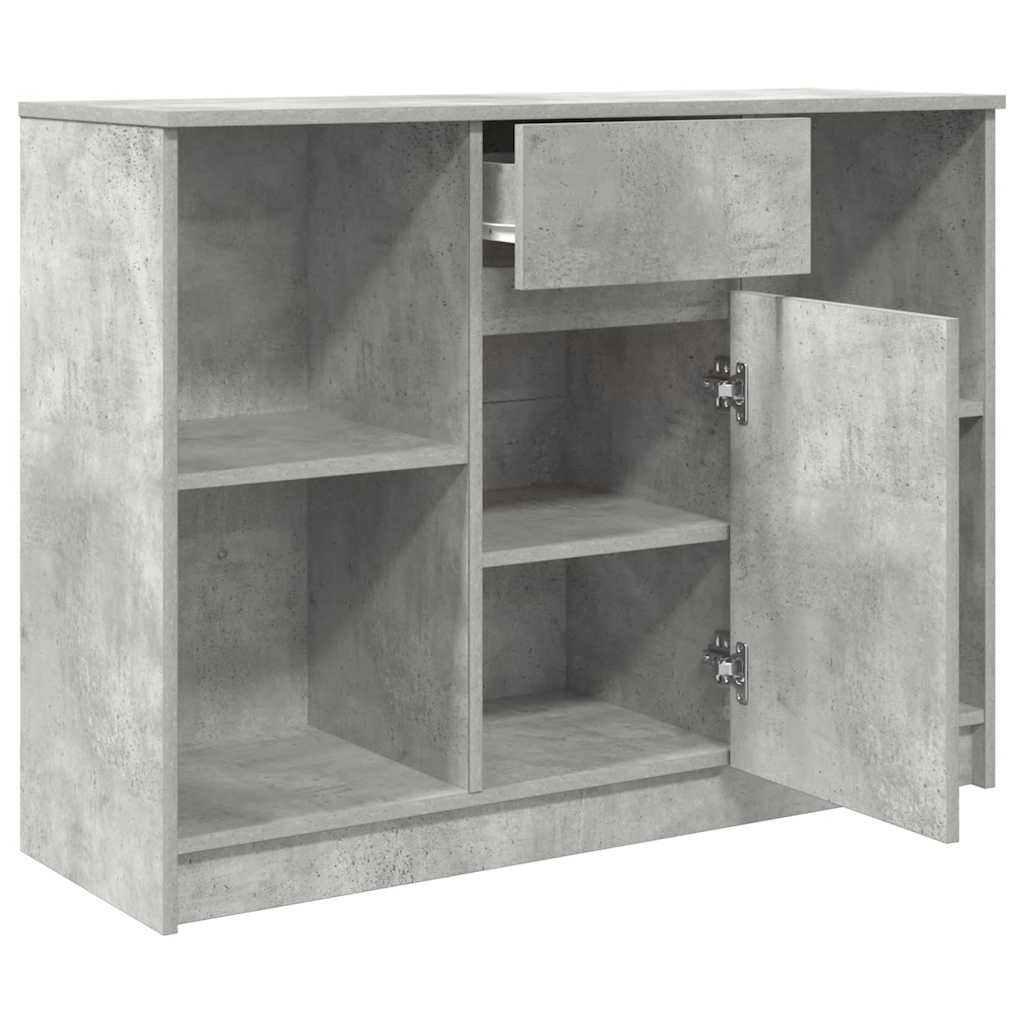 Sideboard with drawer Concrete gray 101x35x76 cm Processed wood