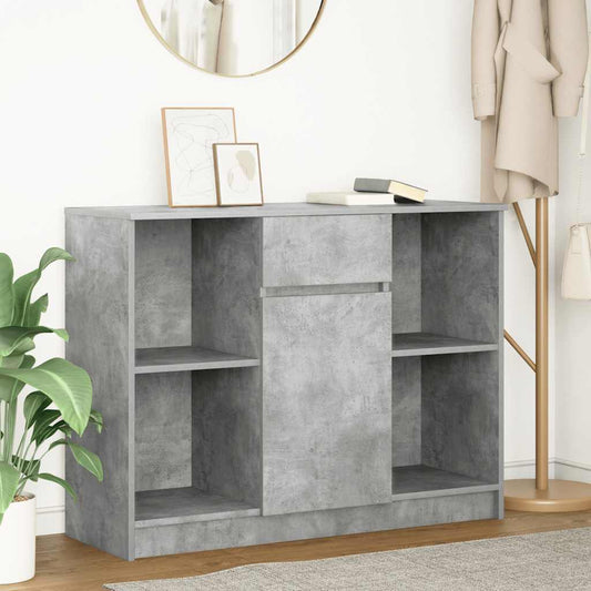 Sideboard with drawer Concrete gray 101x35x76 cm Processed wood