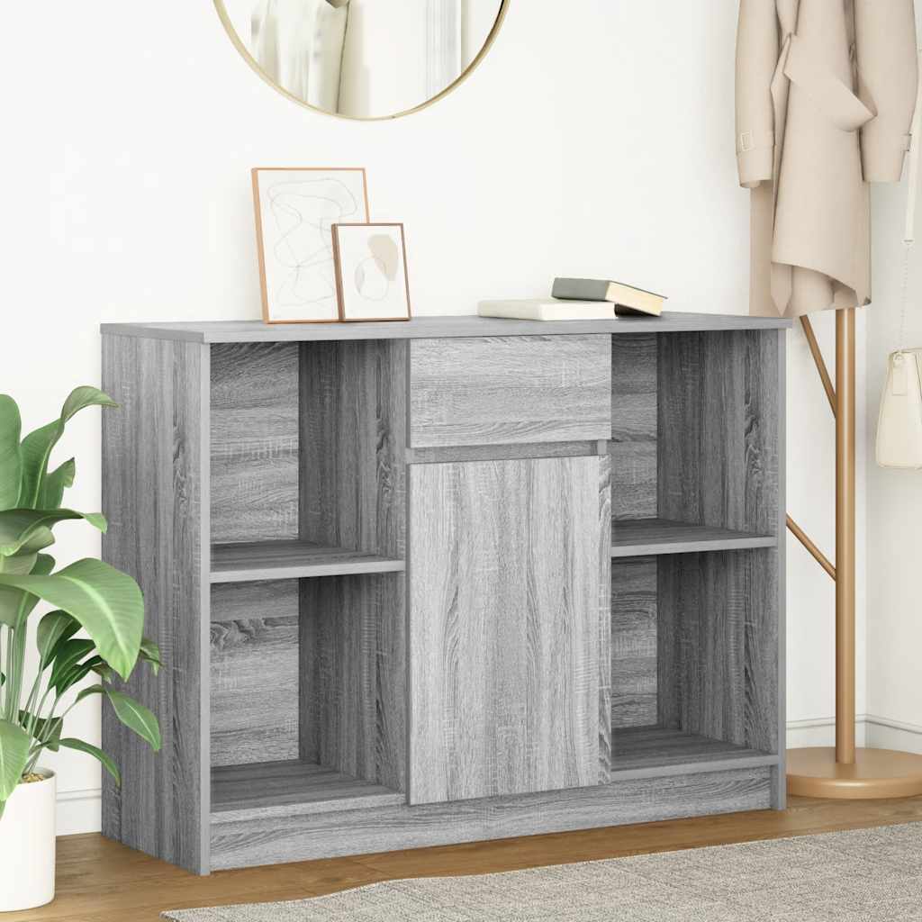 Sideboard with drawer Sonoma Grey 101x35x76 cm Engineered wood