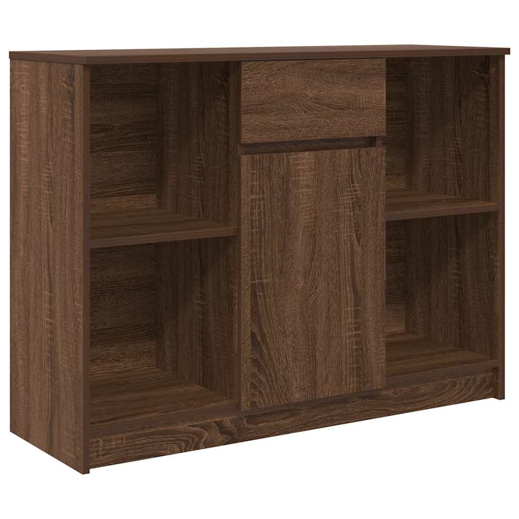 Sideboard with drawer Brown oak 101x35x76 cm Processed wood