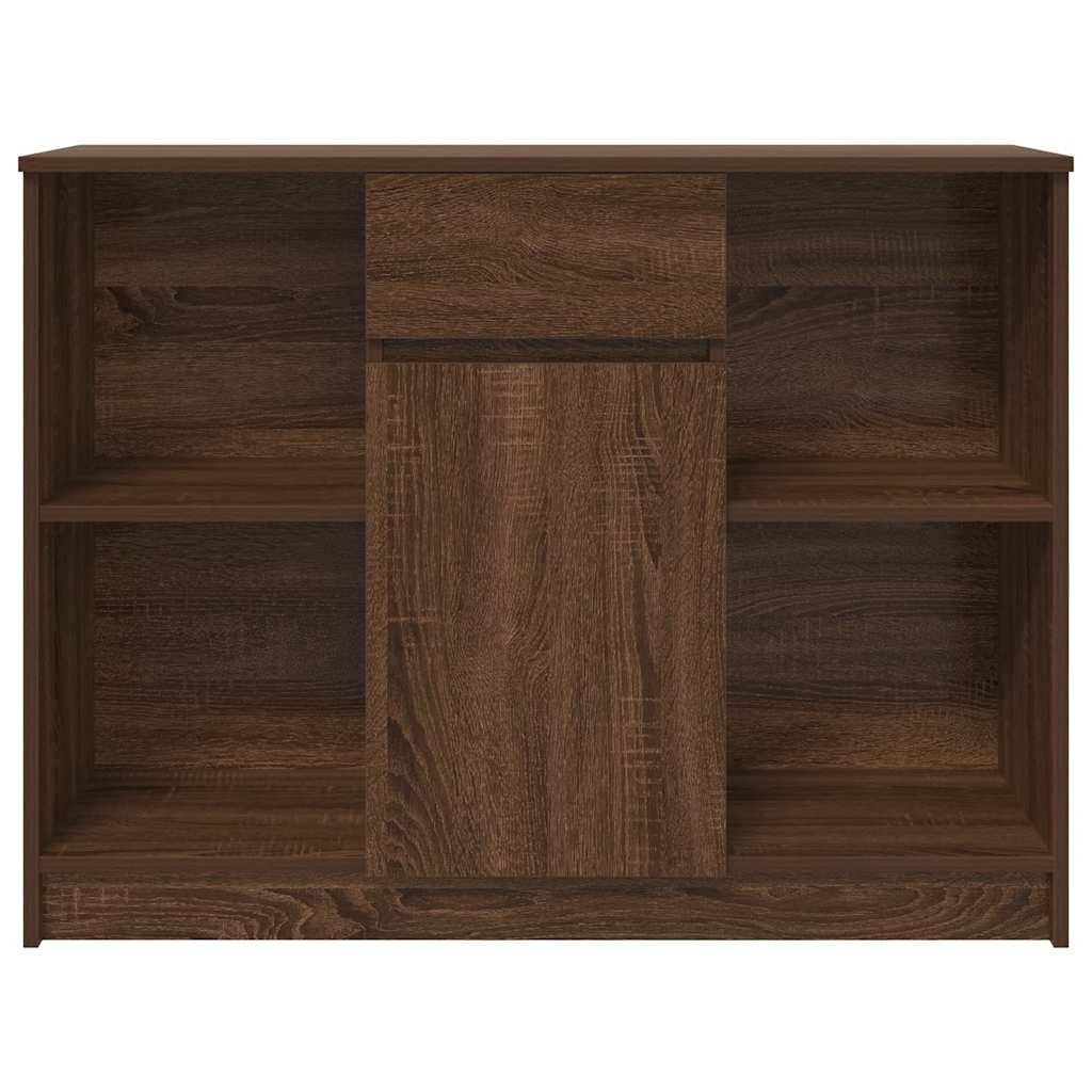 Sideboard with drawer Brown oak 101x35x76 cm Processed wood