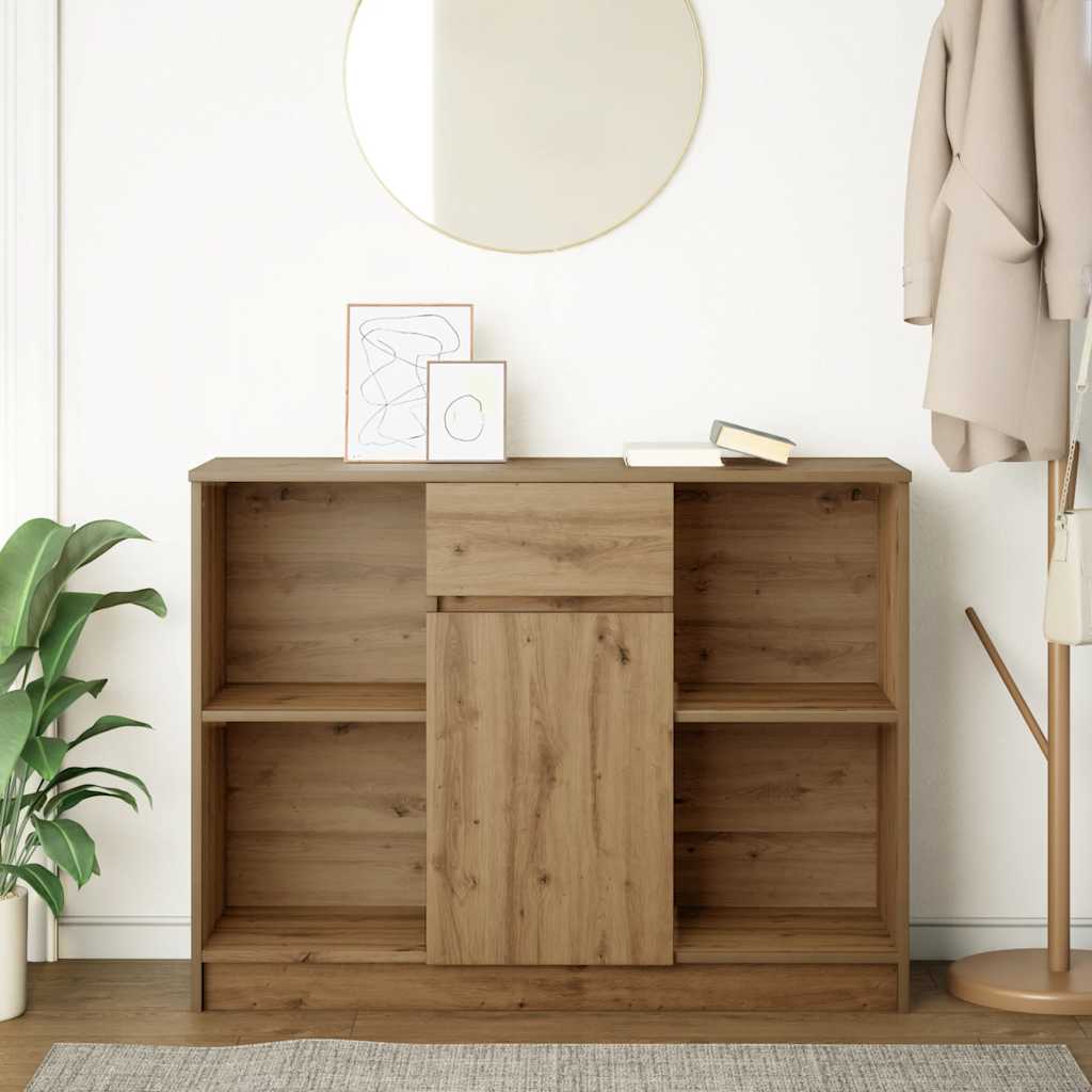 Sideboard with drawer Artisan Oak 101x35x76 cm Processed wood