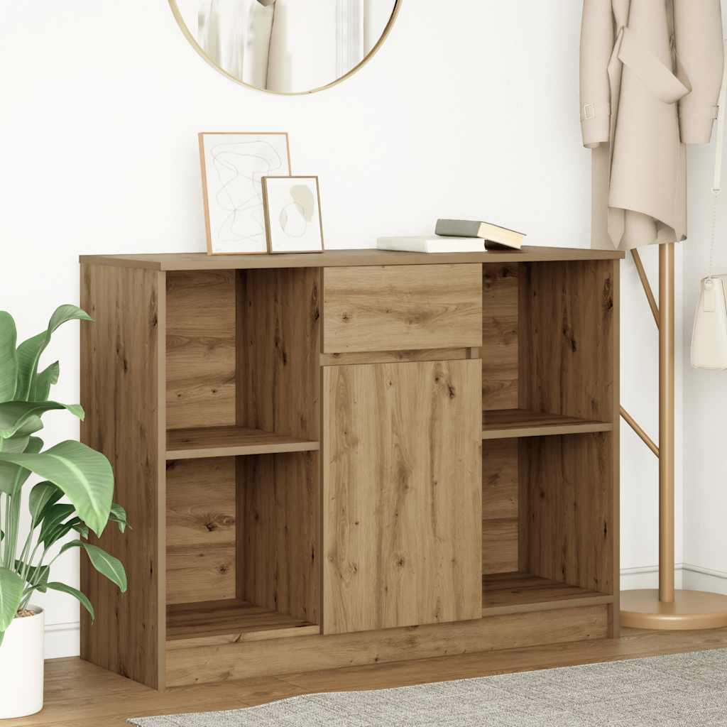 Sideboard with drawer Artisan Oak 101x35x76 cm Processed wood