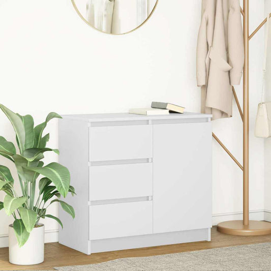 White sideboard with drawer 71x35x65 cm made of processed wood