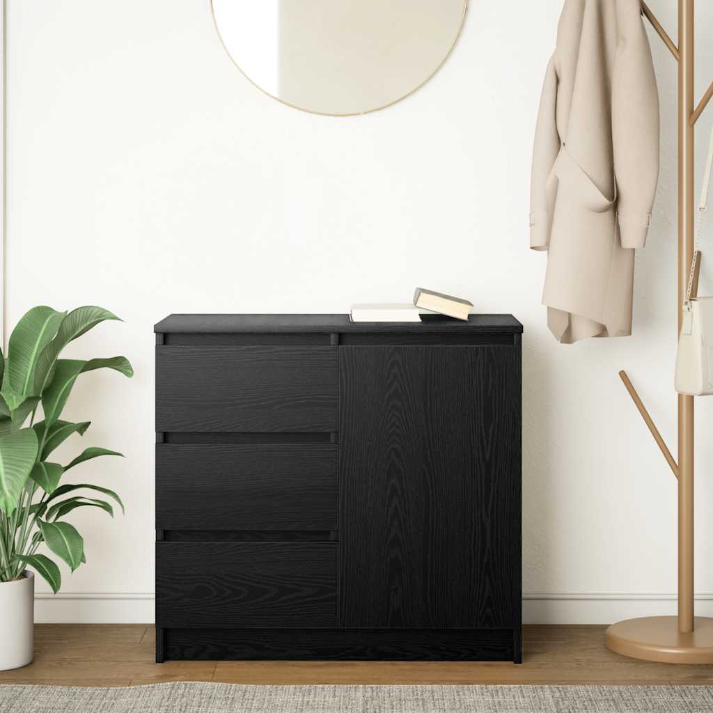 Sideboard with drawer Black oak 71x35x65 cm Processed wood