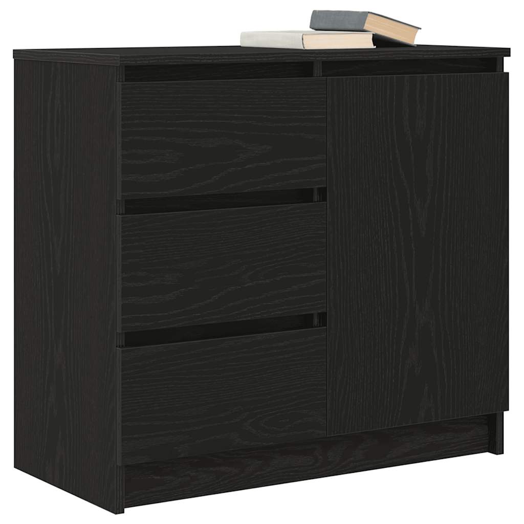 Sideboard with drawer Black oak 71x35x65 cm Processed wood