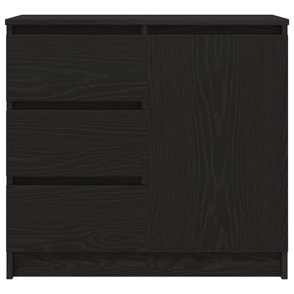 Sideboard with drawer Black oak 71x35x65 cm Processed wood