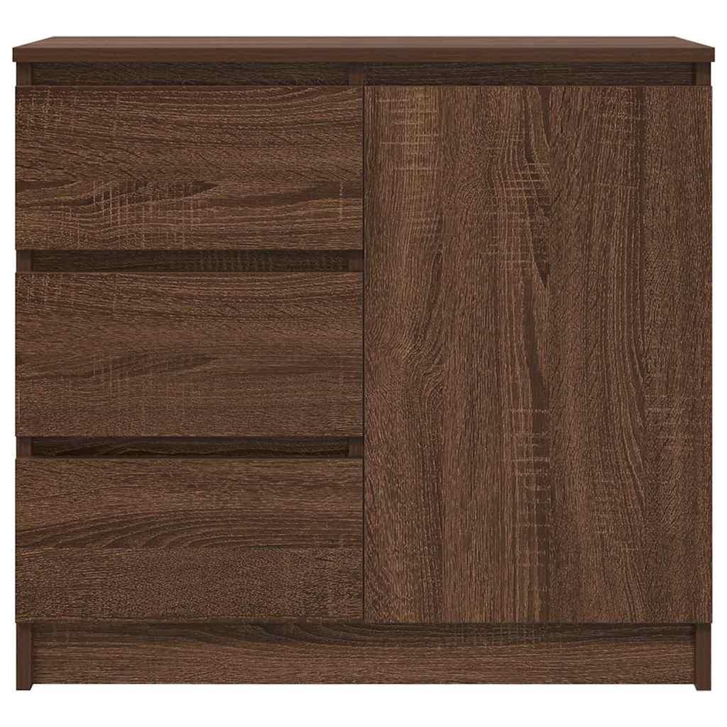 Sideboard with drawer Brown oak 71x35x65 cm Processed wood