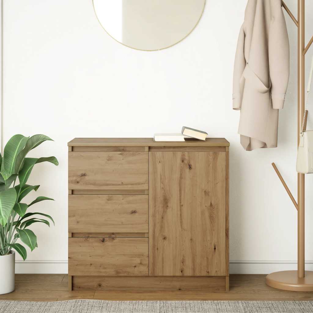 Sideboard with drawer Artisan Oak 71x35x65 cm processed wood